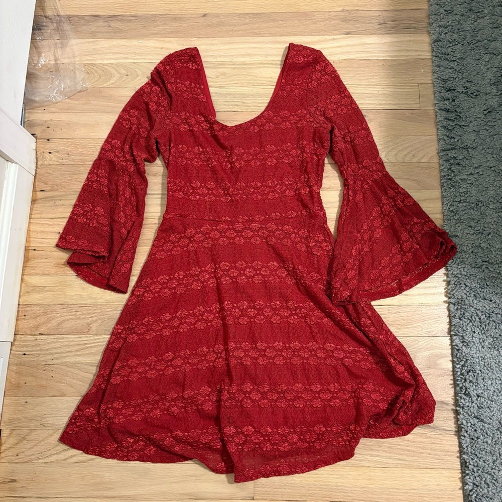 Red Bell Sleeve Dress